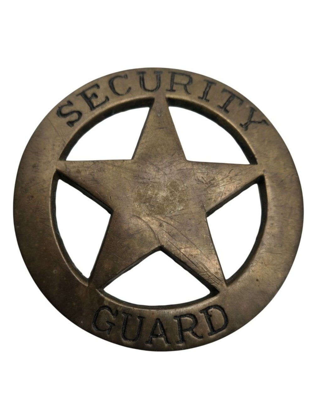 Security Guard Belt Buckle Solid Brass Taiwan Vintage 1970s Star Western Wear